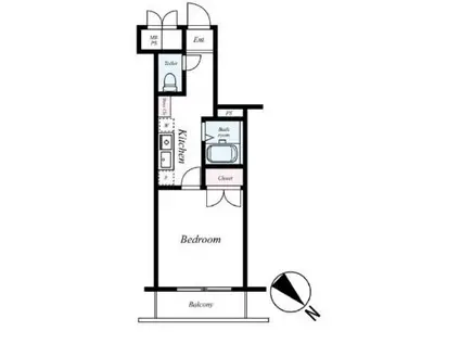 メインステージ日本橋箱崎(1K/2階)の間取り写真