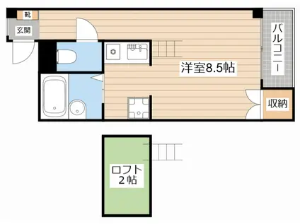 カレッジタウン風見鶏(1K/1階)の間取り写真