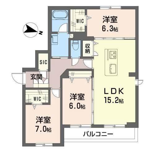 ソテ・ドゥシュA(3LDK/1階)の間取り写真