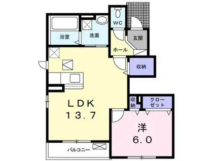 アルカディア レオ(1LDK/1階)の間取り写真