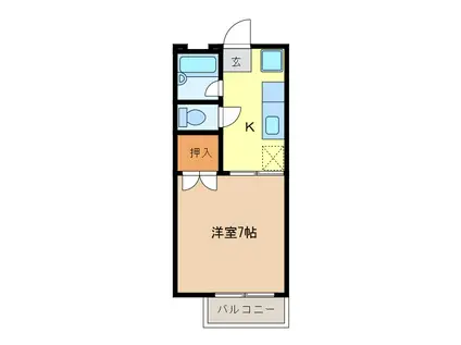 ハイツぽんぽりーす(1K/1階)の間取り写真