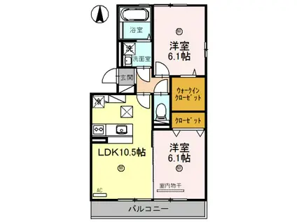 グレース中谷B棟(2LDK/2階)の間取り写真