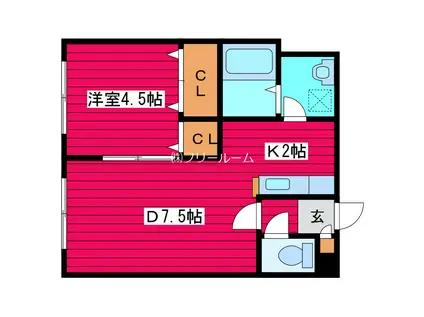 エクセルハウス月寒東(1LDK/2階)の間取り写真