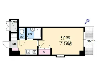 ラインハイト西広島(1K/2階)の間取り写真