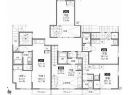 心葉テラス戸越(1LDK/2階)の間取り写真