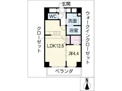 メルベーユ覚王山(1LDK/11階)の間取り写真