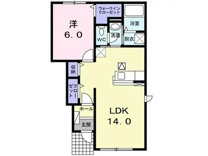 ヴィラ ウィンA(1LDK/1階)の間取り写真