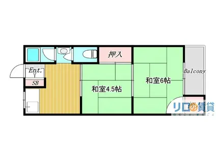 グレイスフル1(2DK/2階)の間取り写真