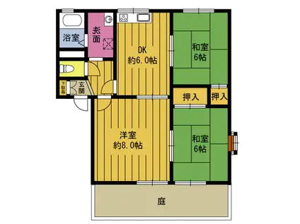 コンフォートパル(3DK/1階)の間取り写真