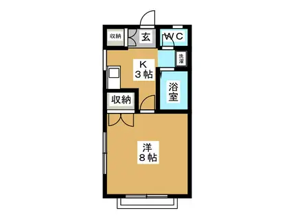 相の木ハイツ(1K/3階)の間取り写真