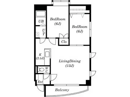モデュロール花川南(2LDK/2階)の間取り写真
