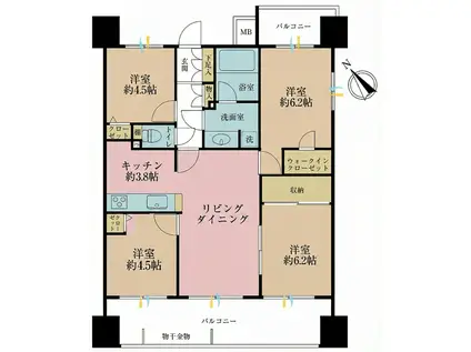 コアマンション川崎アゼリアコート(4LDK/2階)の間取り写真