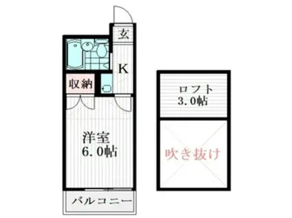 ジェイテラスひばりヶ丘(1K/2階)の間取り写真