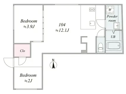 TRIAS148(2LDK/1階)の間取り写真