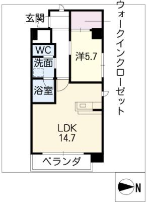 メゾン・ド・山手(1LDK/5階)の間取り写真