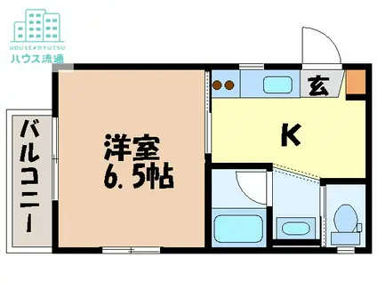 ニューハイ夢 音無(1K/1階)の間取り写真