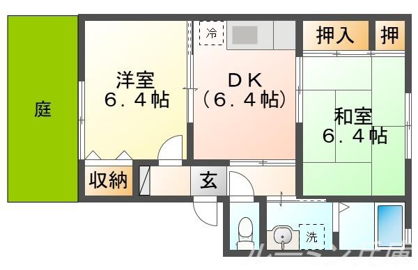 コンフォレスト(2DK/1階)の間取り写真