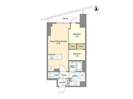 コンフォリア竹ノ塚イースト(2LDK/3階)の間取り写真