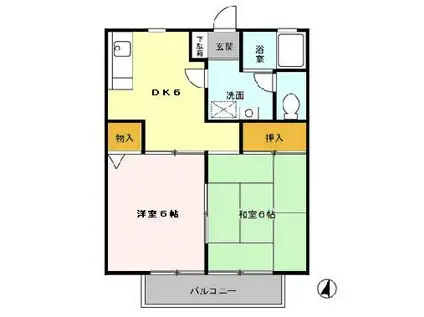 グレイス・パル(2DK/2階)の間取り写真
