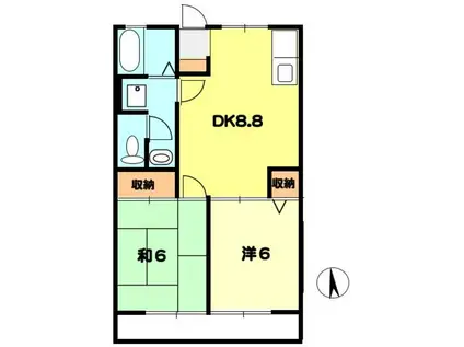 T-NET マリアジュ・フレール(2DK/1階)の間取り写真