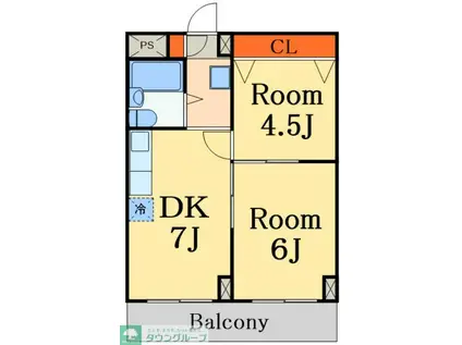 サンライズ(2DK/1階)の間取り写真