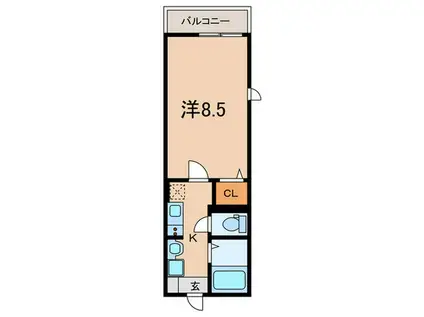 サンハイム六甲(1K/2階)の間取り写真