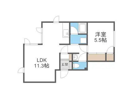 エルフィーネ澄川(1LDK/2階)の間取り写真