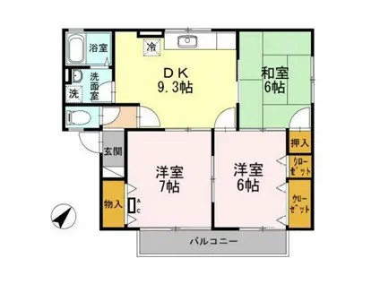 ムーンハイツ(3DK/1階)の間取り写真