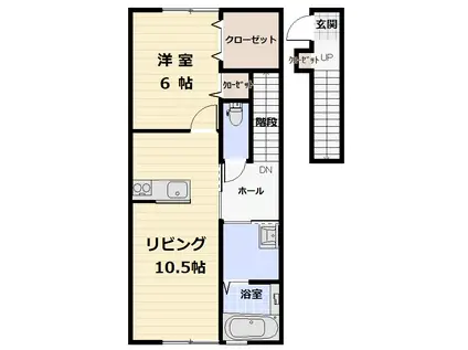 クオンタム筒井A(1LDK/2階)の間取り写真