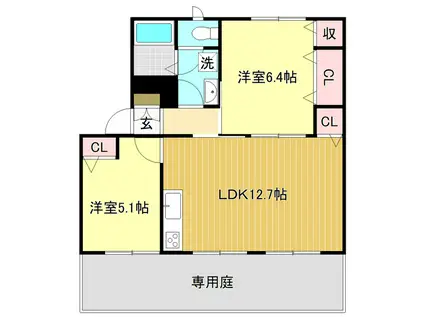 クレセントガーデン(2LDK/1階)の間取り写真