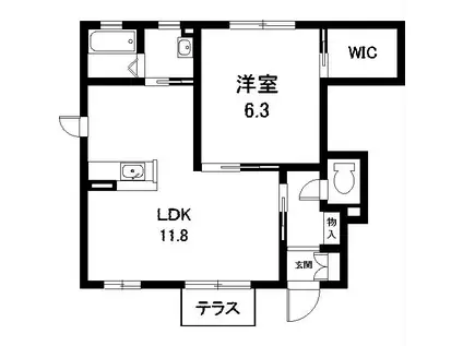 上坂121(1LDK/1階)の間取り写真