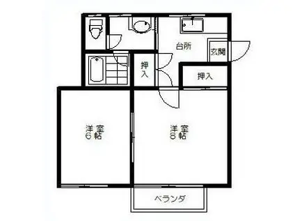 グリーンアベニュー(2K/1階)の間取り写真