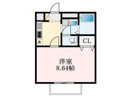 レコルト北(1K/2階)の間取り写真