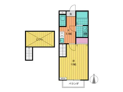 サンステージ大倉(1K/2階)の間取り写真