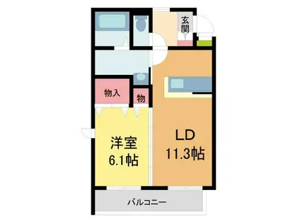 ベレオ魚崎北町(1LDK/2階)の間取り写真