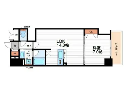 リアライズ天満橋(1LDK/10階)の間取り写真