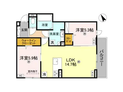 D-ROOM小篠原(2LDK/3階)の間取り写真