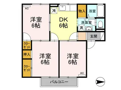 レジデンス西村 A棟(3DK/1階)の間取り写真