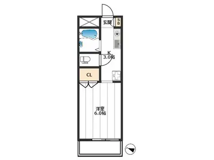 ライトコート(1K/2階)の間取り写真