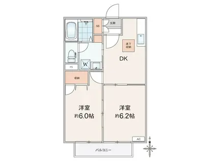 エクセレントハイムII(2DK/1階)の間取り写真