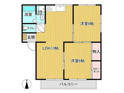 ラフォーレ花水木(2LDK/2階)の間取り写真