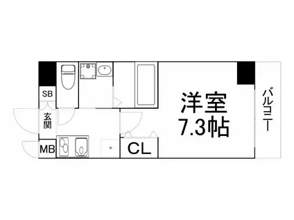 スペランツァII都島(1K/9階)の間取り写真