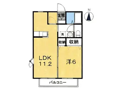 スカイコートI(1LDK/1階)の間取り写真