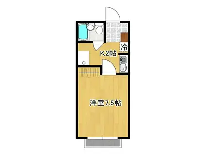 クレセント渡辺 B棟(1K/2階)の間取り写真