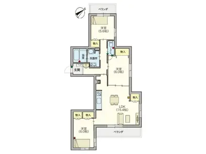 ヘーベルヴィレッジひばりが丘(3LDK/2階)の間取り写真