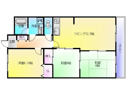 フローラルコート(3LDK/7階)の間取り写真