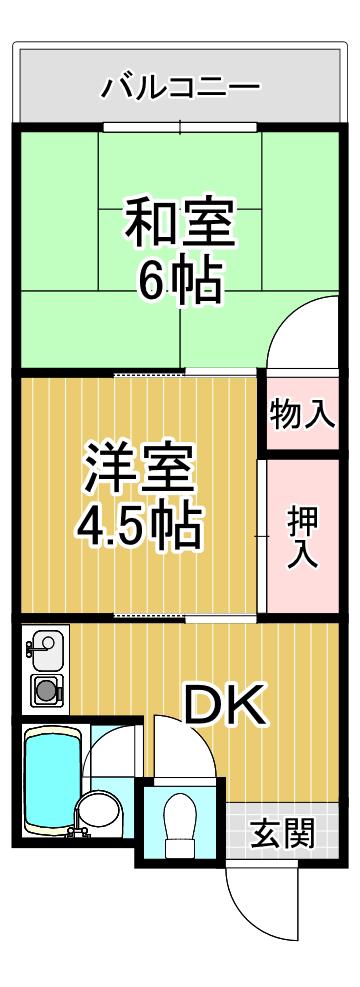 ノース大庄(2DK/2階)の間取り写真