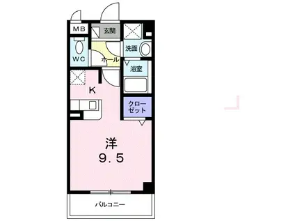 ジュネスO.C.U(1K/2階)の間取り写真