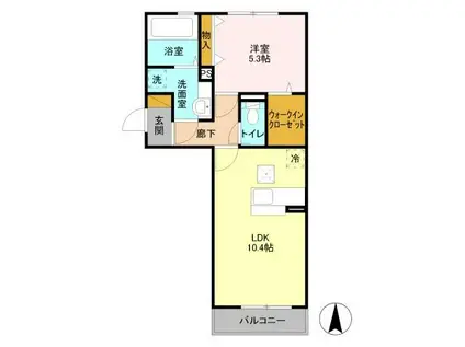 ラフィネフィオーレ(1LDK/1階)の間取り写真