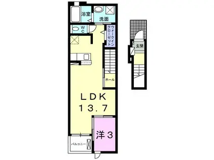 メゾンパークB(1LDK/2階)の間取り写真